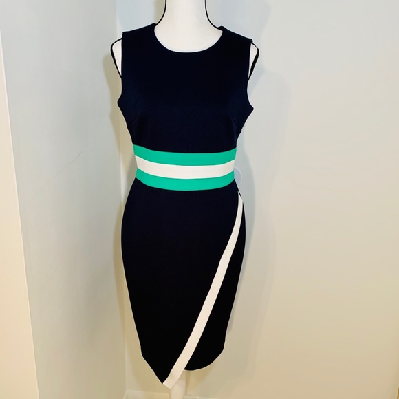 Tommy Hilfiger Asymmetrical Block Waistband Dress - Picture 1 of 4
